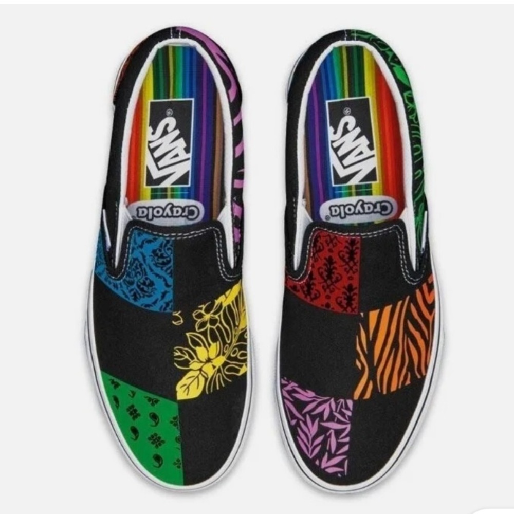 Vans x Crayola Slip-On Sneakers Multi-Colour Canvas Women 7.5 Street Wear
